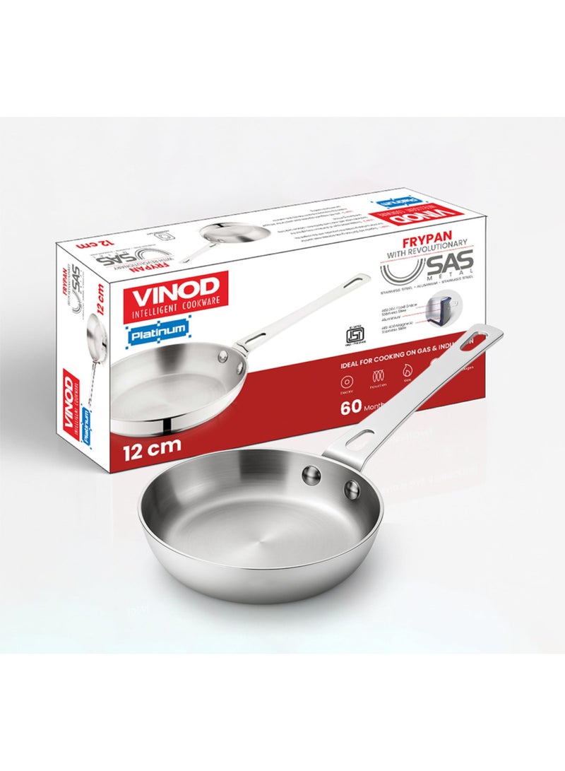 VINOD مقلاة صغيرة من الفولاذ المقاوم للصدأ ثلاثي الطبقات بلاتينيوم - 12 سم، تصميم مدمج، مقلاة متعددة الاستخدامات صديقة للحرارة، مثالية للطهي اليومي، التadka، الشواء، العجة - - Image 4